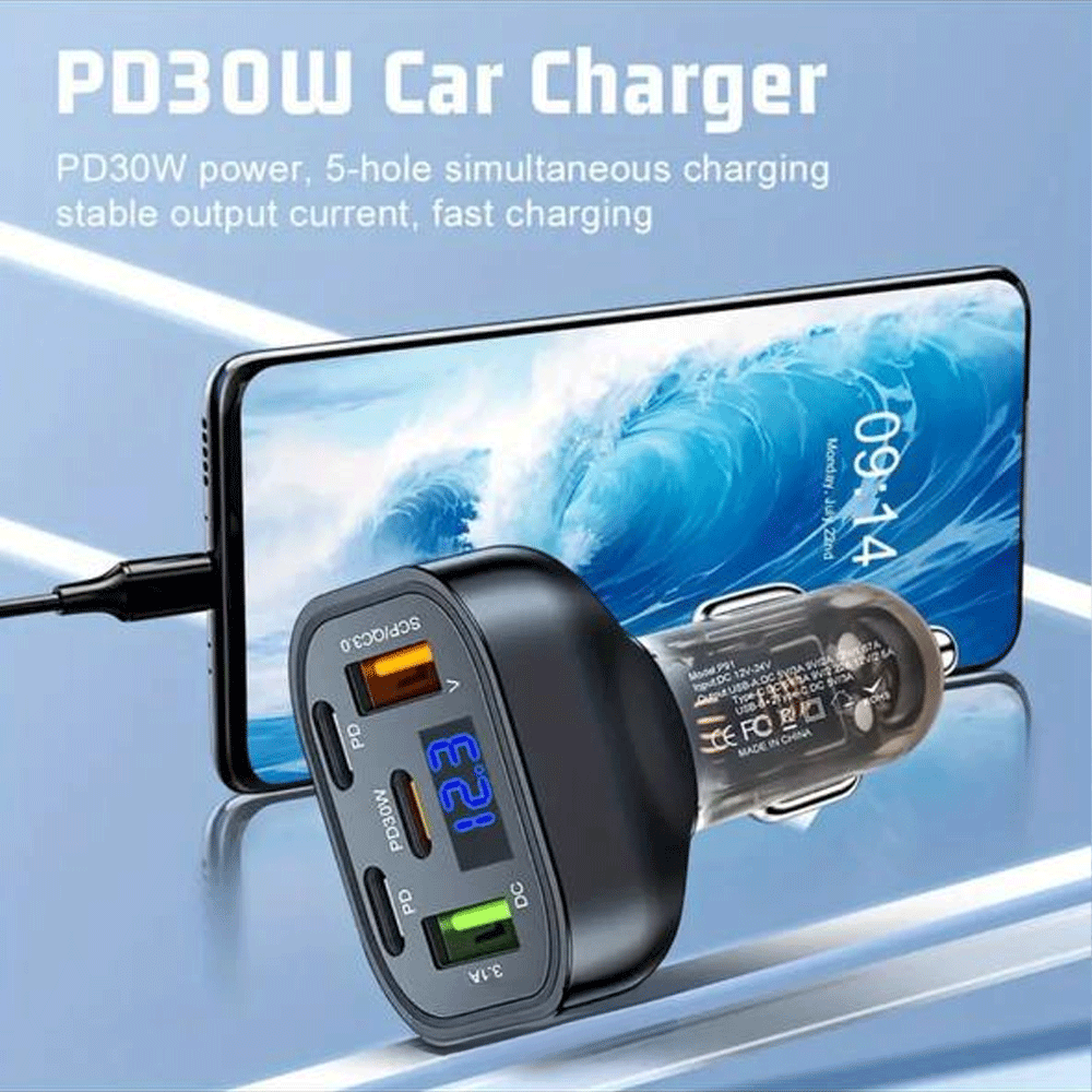 5-in-1 Fast Car Phone Charger