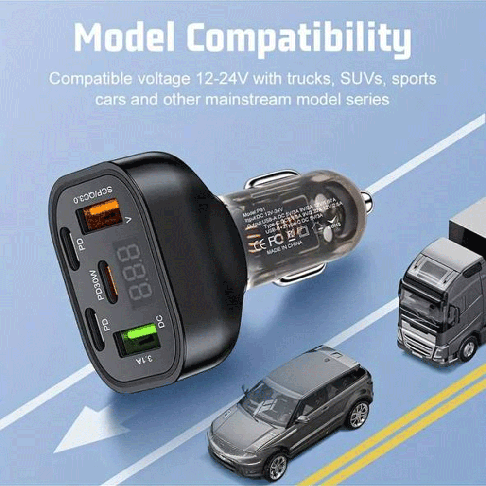 5-in-1 Fast Car Phone Charger